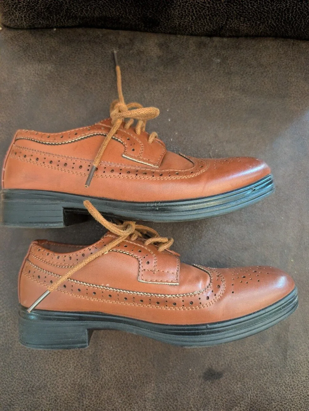 Little Boy's Classic Brown Wingtip Dress Shoes 13